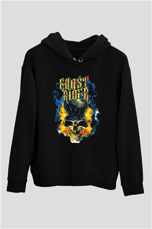 Ghost Rider Hayalet Sürücü Siyah Unisex Hoodie