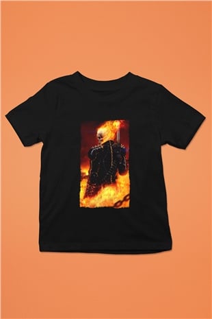Ghost Rider Hayalet Sürücü Siyah Unisex  Çocuk Tişört