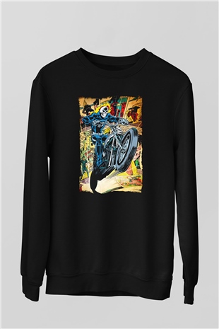 Ghost Rider Hayalet Sürücü Siyah Unisex  Sweatshirt