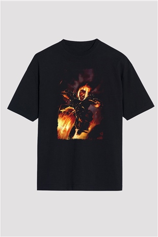 Ghost Rider Hayalet Sürücü Siyah Oversize Tişört
