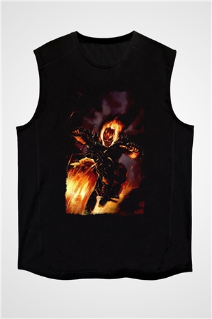 Ghost Rider Hayalet Sürücü Siyah Unisex  Kolsuz Tişört