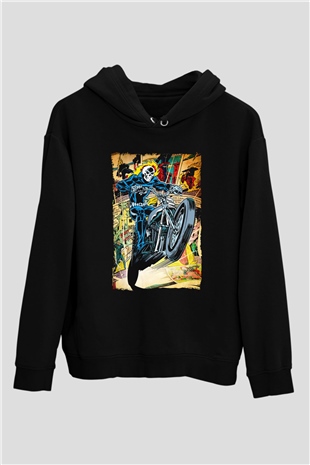 Ghost Rider Hayalet Sürücü Siyah Unisex Hoodie