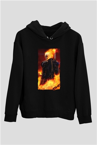 Ghost Rider Hayalet Sürücü Siyah Unisex Hoodie