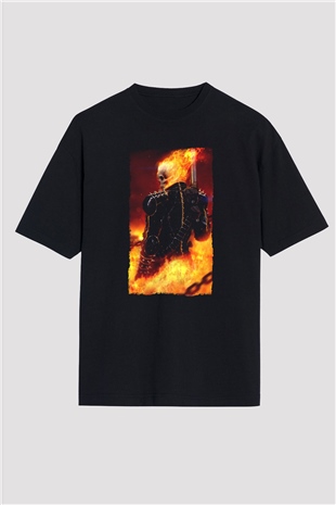 Ghost Rider Hayalet Sürücü Siyah Oversize Tişört