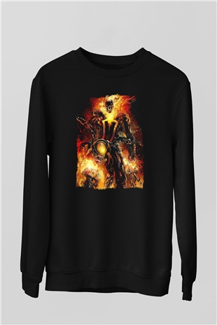 Ghost Rider Hayalet Sürücü Siyah Unisex  Sweatshirt