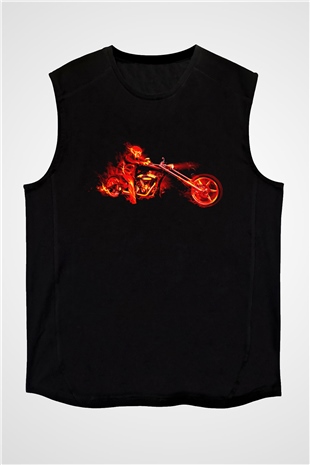 Ghost Rider Hayalet Sürücü Siyah Unisex  Kolsuz Tişört