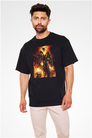 Ghost Rider Hayalet Sürücü Siyah Oversize Tişört