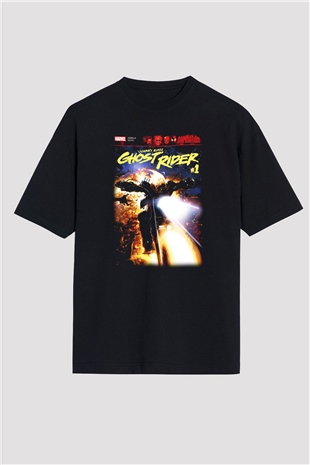Ghost Rider Hayalet Sürücü Siyah Unisex Oversize Tişört