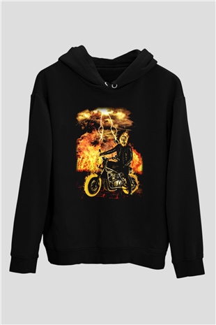 Ghost Rider Hayalet Sürücü Siyah Unisex Kapüşonlu Sweatshirt