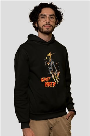 Ghost Rider Hayalet Sürücü Siyah Unisex Hoodie