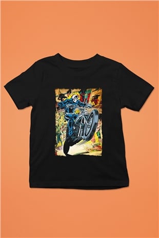 Ghost Rider Hayalet Sürücü Siyah Unisex  Çocuk Tişört