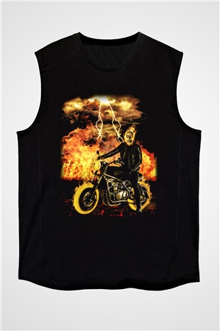 Ghost Rider Hayalet Sürücü Siyah Unisex Kolsuz Tişört