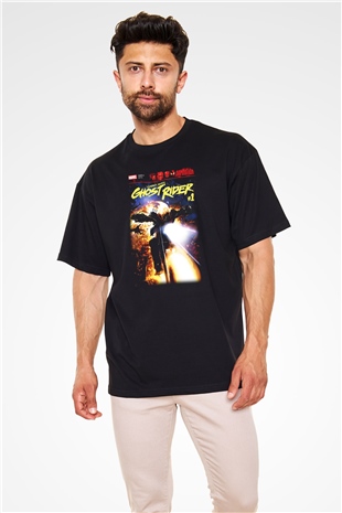 Ghost Rider Hayalet Sürücü Siyah Unisex Oversize Tişört