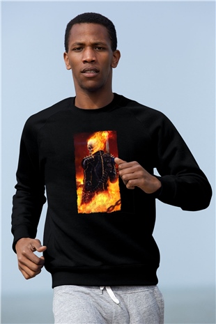 Ghost Rider Hayalet Sürücü Siyah Unisex  Sweatshirt