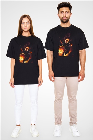Ghost Rider Hayalet Sürücü Siyah Oversize Tişört