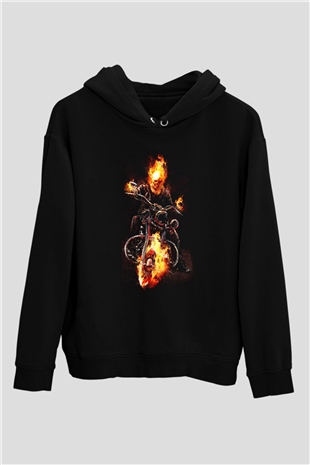 Ghost Rider Hayalet Sürücü Siyah Unisex Kapüşonlu Sweatshirt
