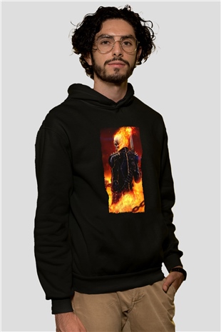 Ghost Rider Hayalet Sürücü Siyah Unisex Hoodie