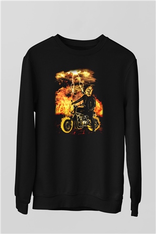 Ghost Rider Hayalet Sürücü Siyah Unisex Sweatshirt