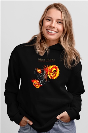 Ghost Rider Hayalet Sürücü Siyah Unisex Hoodie