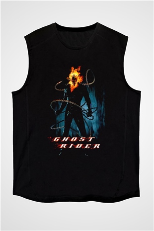 Ghost Rider Hayalet Sürücü Siyah Unisex  Kolsuz Tişört