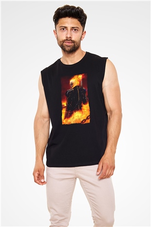 Ghost Rider Hayalet Sürücü Siyah Unisex  Kolsuz Tişört