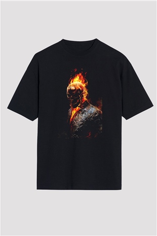 Ghost Rider Hayalet Sürücü Siyah Oversize Tişört