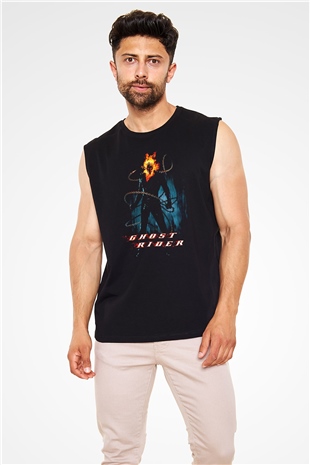 Ghost Rider Hayalet Sürücü Siyah Unisex  Kolsuz Tişört