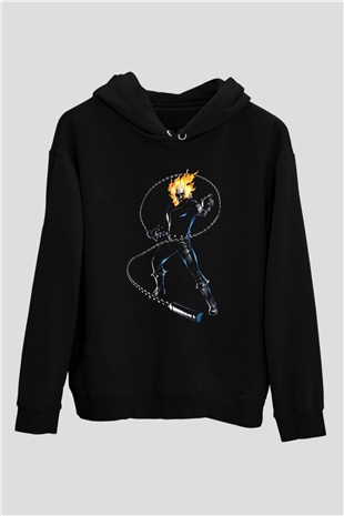 Ghost Rider Hayalet Sürücü Siyah Unisex Hoodie