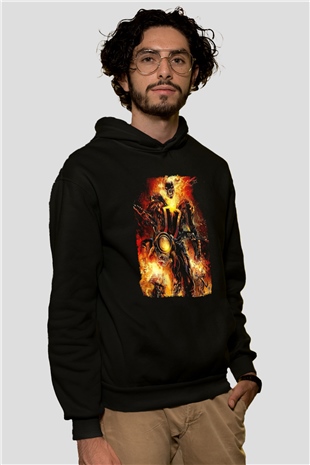 Ghost Rider Hayalet Sürücü Siyah Unisex Hoodie