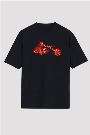 Ghost Rider Hayalet Sürücü Siyah Oversize Tişört