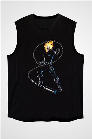 Ghost Rider Hayalet Sürücü Siyah Unisex  Kolsuz Tişört