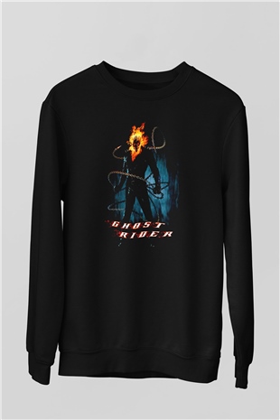 Ghost Rider Hayalet Sürücü Siyah Unisex  Sweatshirt