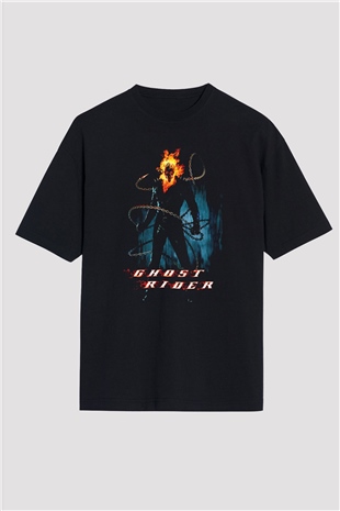 Ghost Rider Hayalet Sürücü Siyah Oversize Tişört