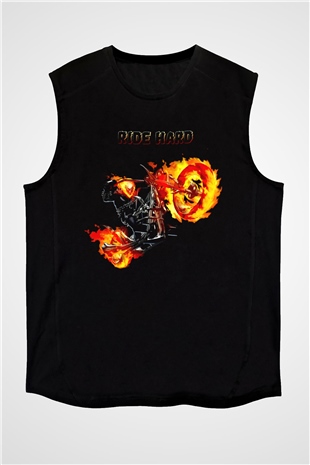 Ghost Rider Hayalet Sürücü Siyah Unisex  Kolsuz Tişört