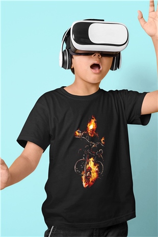 Ghost Rider Hayalet Sürücü Siyah Unisex  Çocuk Tişört