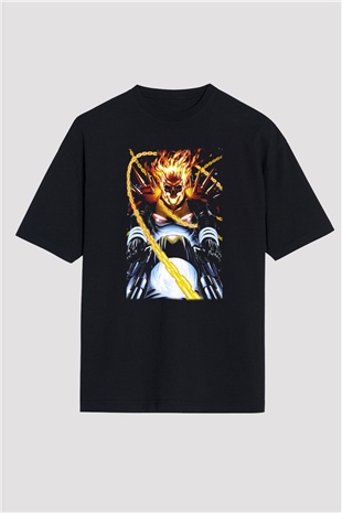 Ghost Rider Hayalet Sürücü Siyah Unisex Oversize Tişört