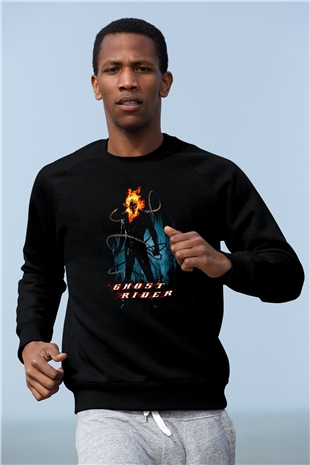 Ghost Rider Hayalet Sürücü Siyah Unisex  Sweatshirt