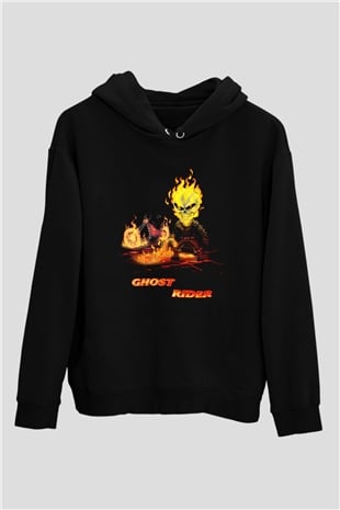 Ghost Rider Hayalet Sürücü Siyah Unisex Kapüşonlu Sweatshirt