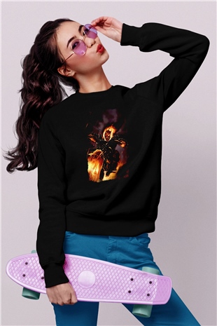 Ghost Rider Hayalet Sürücü Siyah Unisex  Sweatshirt