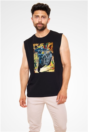 Ghost Rider Hayalet Sürücü Siyah Unisex  Kolsuz Tişört
