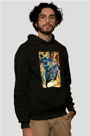 Ghost Rider Hayalet Sürücü Siyah Unisex Hoodie