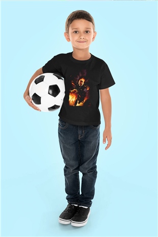 Ghost Rider Hayalet Sürücü Siyah Unisex  Çocuk Tişört