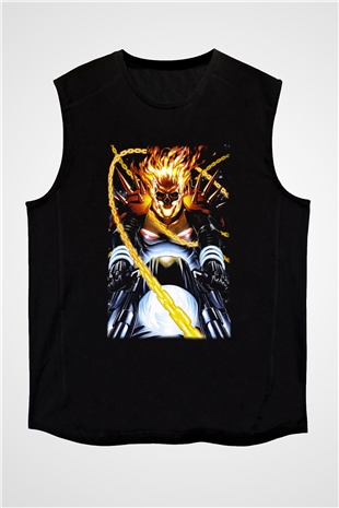 Ghost Rider Hayalet Sürücü Siyah Unisex Kolsuz Tişört