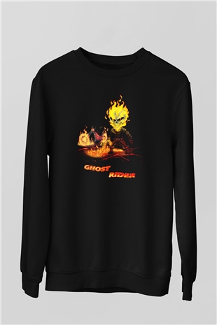 Ghost Rider Hayalet Sürücü Siyah Unisex Sweatshirt