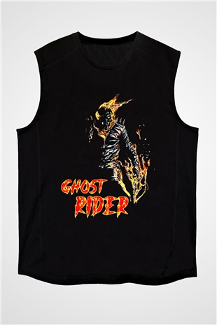 Ghost Rider Hayalet Sürücü Siyah Unisex  Kolsuz Tişört