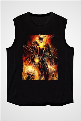 Ghost Rider Hayalet Sürücü Siyah Unisex  Kolsuz Tişört