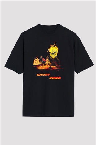 Ghost Rider Hayalet Sürücü Siyah Unisex Oversize Tişört
