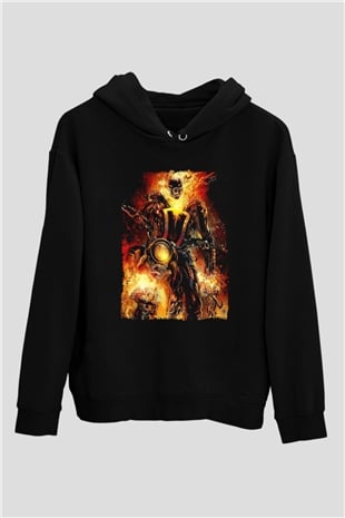 Ghost Rider Hayalet Sürücü Siyah Unisex Hoodie