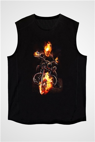 Ghost Rider Hayalet Sürücü Siyah Unisex Kolsuz Tişört