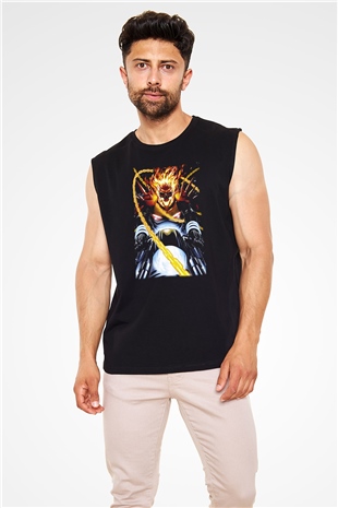 Ghost Rider Hayalet Sürücü Siyah Unisex Kolsuz Tişört